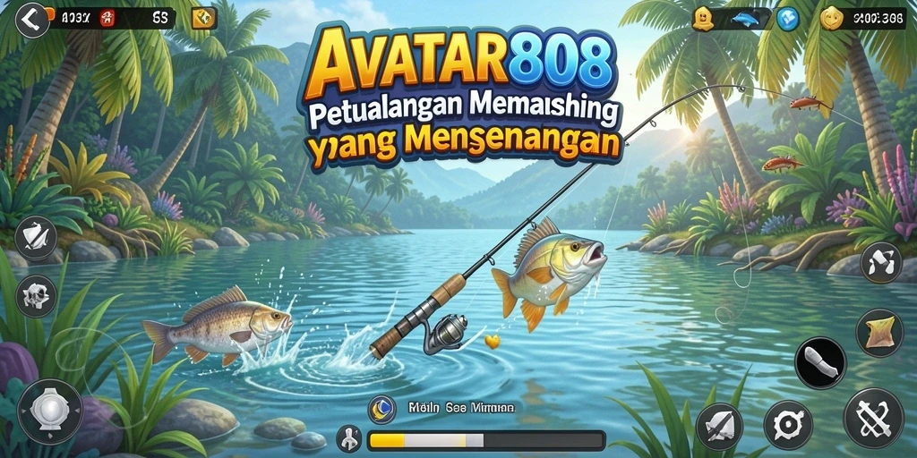 Screenshot gameplay AVATAR808 menampilkan aksi memancing yang seru.
