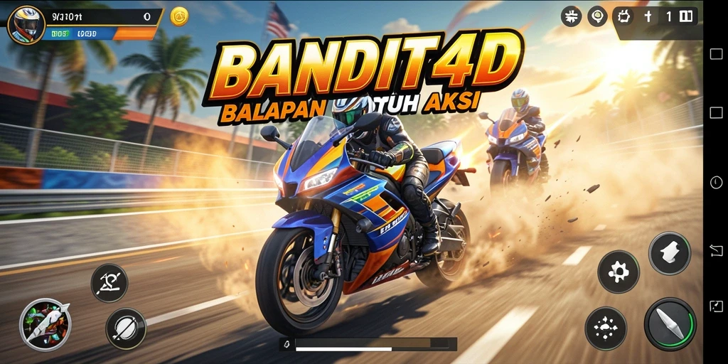 Tampilan gameplay BANDIT4D dengan aksi balapan yang intens.