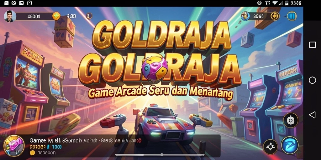 Tampilan gameplay GOLDRAJA dengan grafis Arcade yang menarik.
