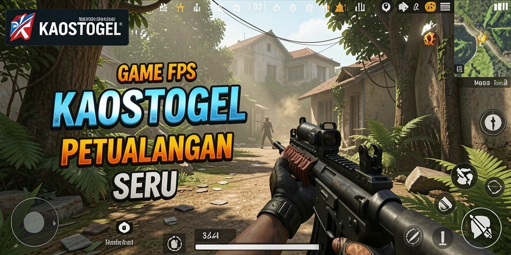 Gameplay utama KAOSTOGEL menampilkan aksi tembak-menembak yang intens.