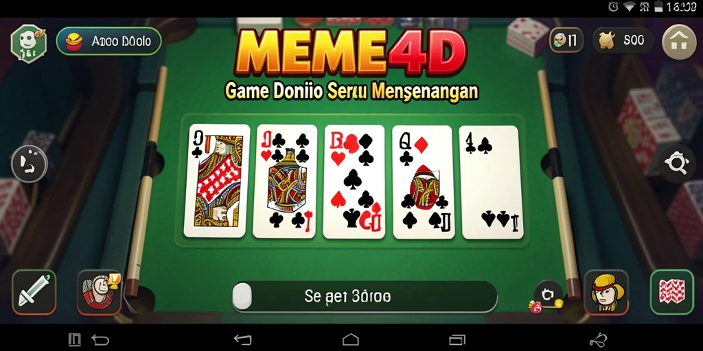 Screenshot gameplay MEME4D yang menampilkan suasana pertarungan domino yang seru.