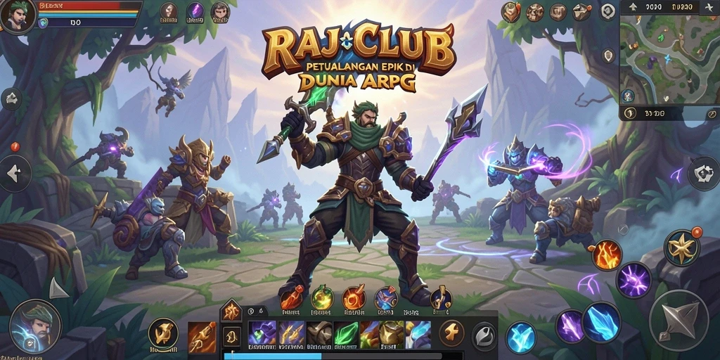 Tampilan seru aksi gameplay RAJACLUB dalam petualangan ARPG.