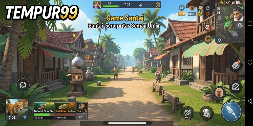 Screenshot menarik dari gameplay TEMPUR99 yang penuh warna.