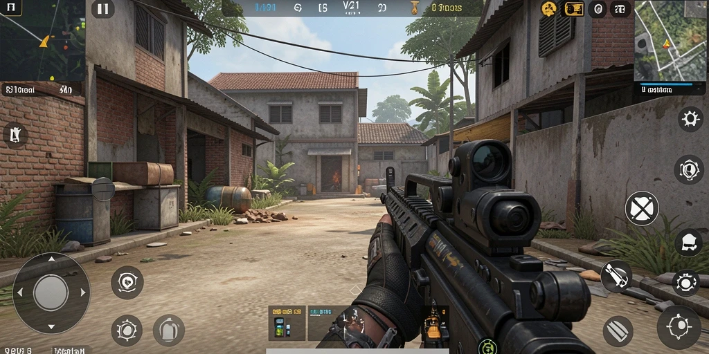 Screenshot gameplay V21 dengan aksi seru dan grafis menakjubkan.